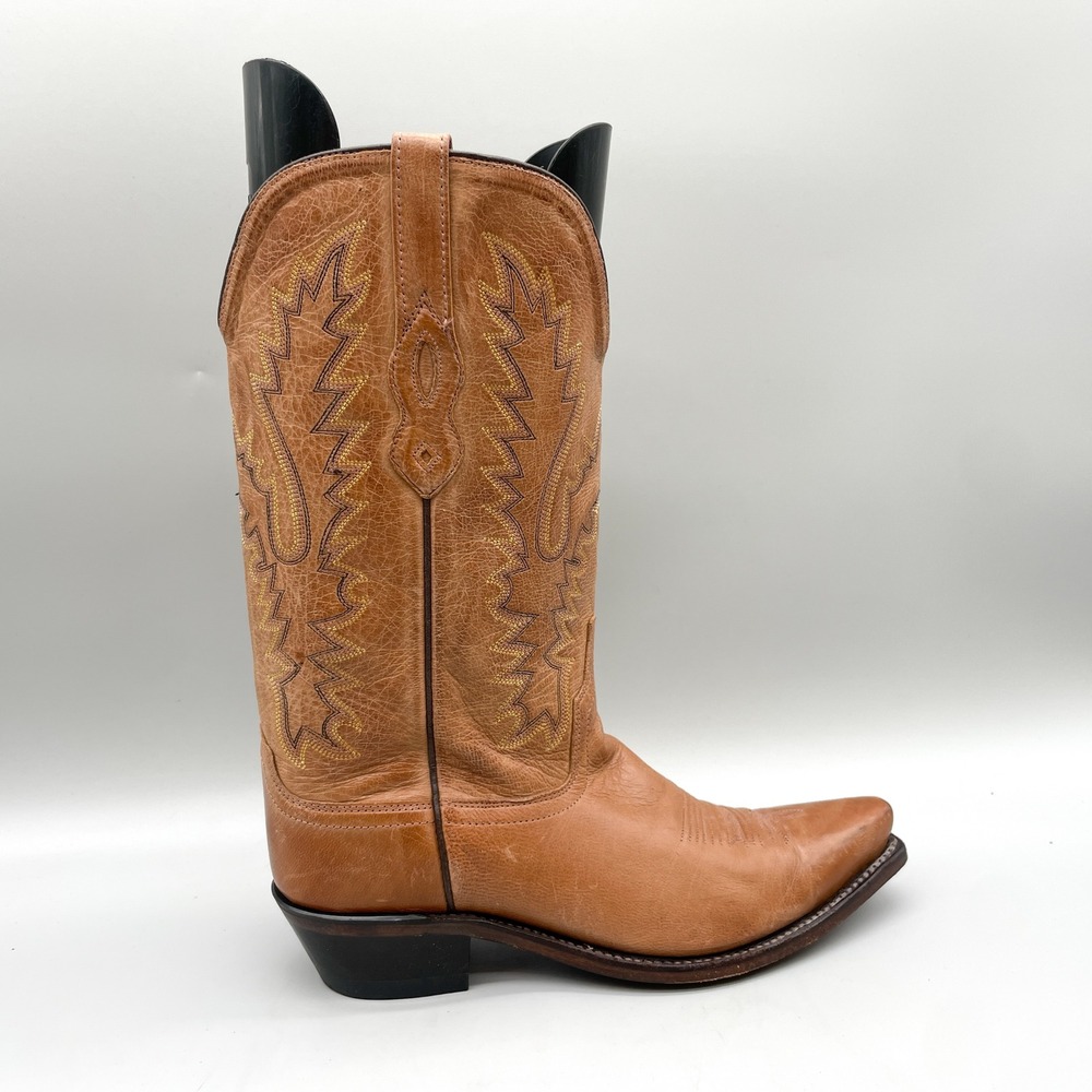 Old West Womens 9.5B Canyon Western Cowboy Boots Tan Leather Cowgirl Rustic Boho